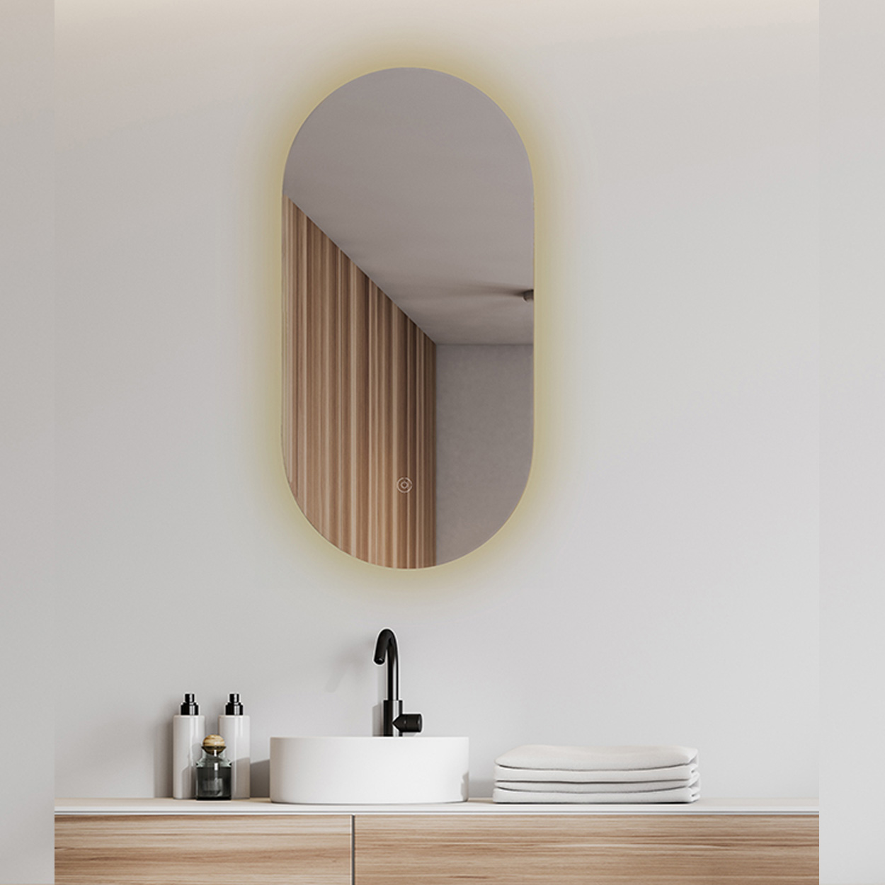 Wiesbaden Spiegel Lumia Ovaal 50x100cm - Led zonder Lijst